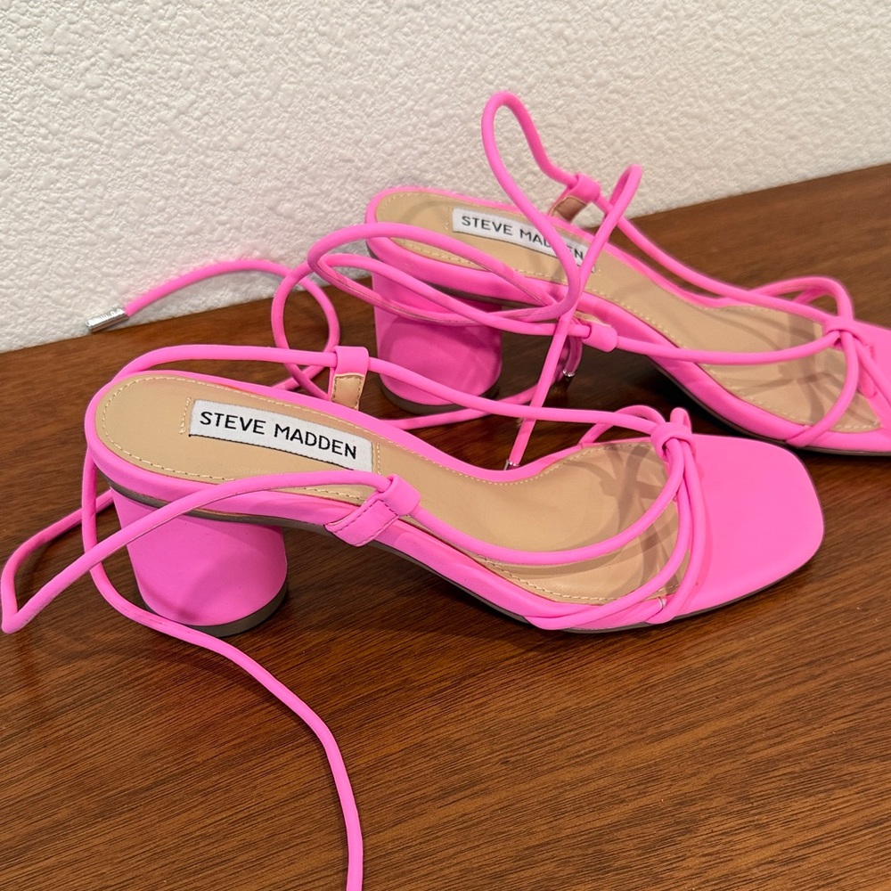 Steve Madden Bright Pink Strappy Heels